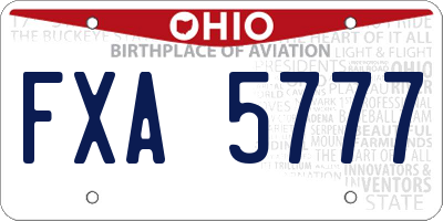 OH license plate FXA5777