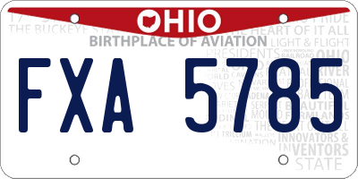 OH license plate FXA5785