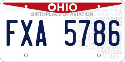 OH license plate FXA5786