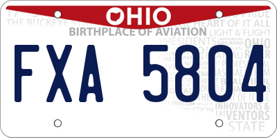 OH license plate FXA5804