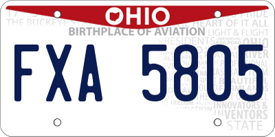 OH license plate FXA5805
