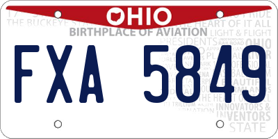 OH license plate FXA5849