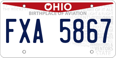 OH license plate FXA5867