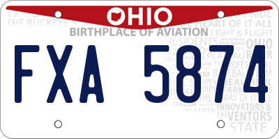 OH license plate FXA5874