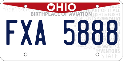 OH license plate FXA5888