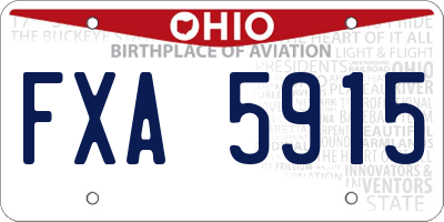 OH license plate FXA5915