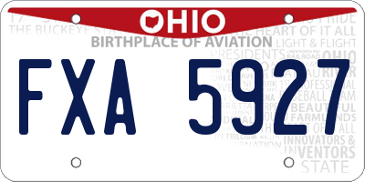 OH license plate FXA5927
