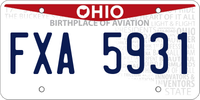 OH license plate FXA5931