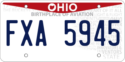 OH license plate FXA5945