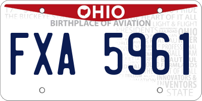 OH license plate FXA5961