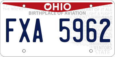 OH license plate FXA5962