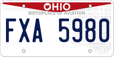 OH license plate FXA5980