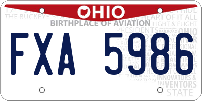 OH license plate FXA5986