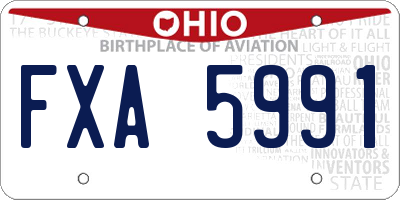 OH license plate FXA5991