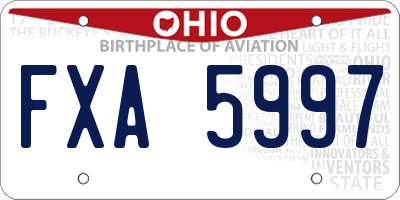 OH license plate FXA5997