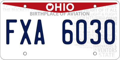 OH license plate FXA6030