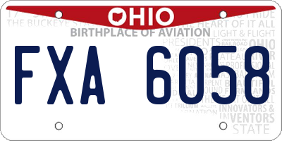 OH license plate FXA6058