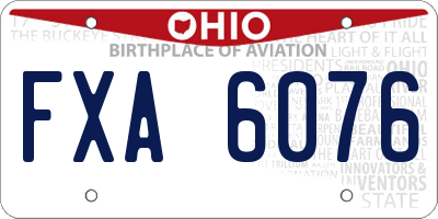 OH license plate FXA6076