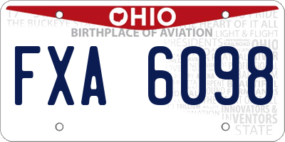 OH license plate FXA6098