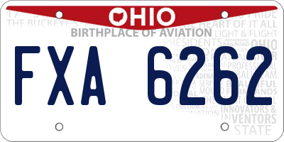 OH license plate FXA6262