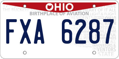 OH license plate FXA6287