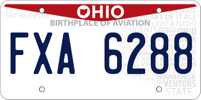 OH license plate FXA6288