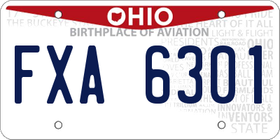 OH license plate FXA6301