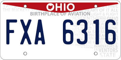 OH license plate FXA6316