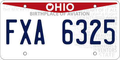 OH license plate FXA6325