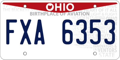 OH license plate FXA6353