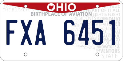 OH license plate FXA6451