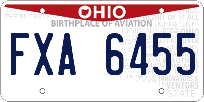 OH license plate FXA6455