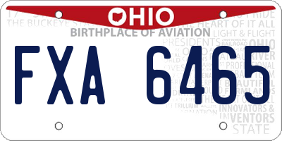 OH license plate FXA6465