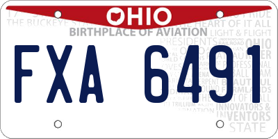 OH license plate FXA6491