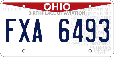 OH license plate FXA6493