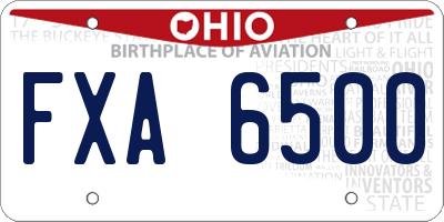 OH license plate FXA6500