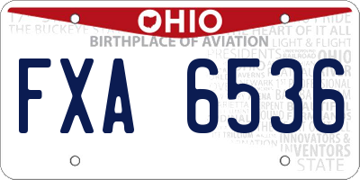 OH license plate FXA6536