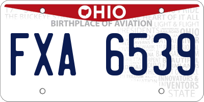 OH license plate FXA6539