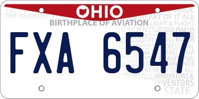 OH license plate FXA6547