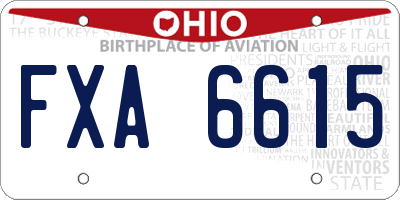 OH license plate FXA6615