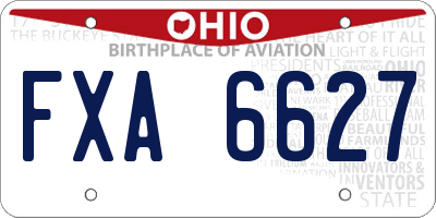 OH license plate FXA6627
