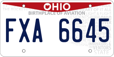OH license plate FXA6645