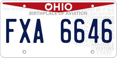 OH license plate FXA6646