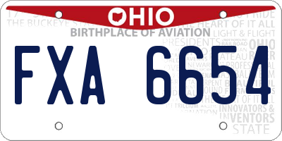 OH license plate FXA6654
