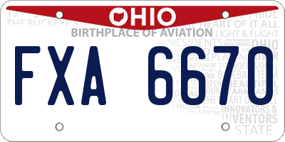 OH license plate FXA6670