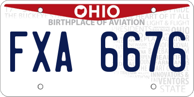 OH license plate FXA6676
