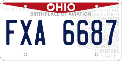 OH license plate FXA6687