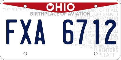 OH license plate FXA6712