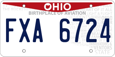 OH license plate FXA6724