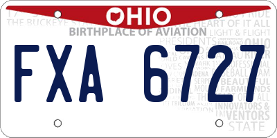 OH license plate FXA6727